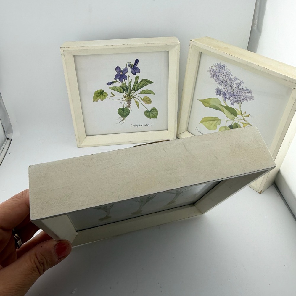 Marjolein Bastin White Botanical Flower Watercolor Shadowbox Set of 3 - Picture 3 of 9